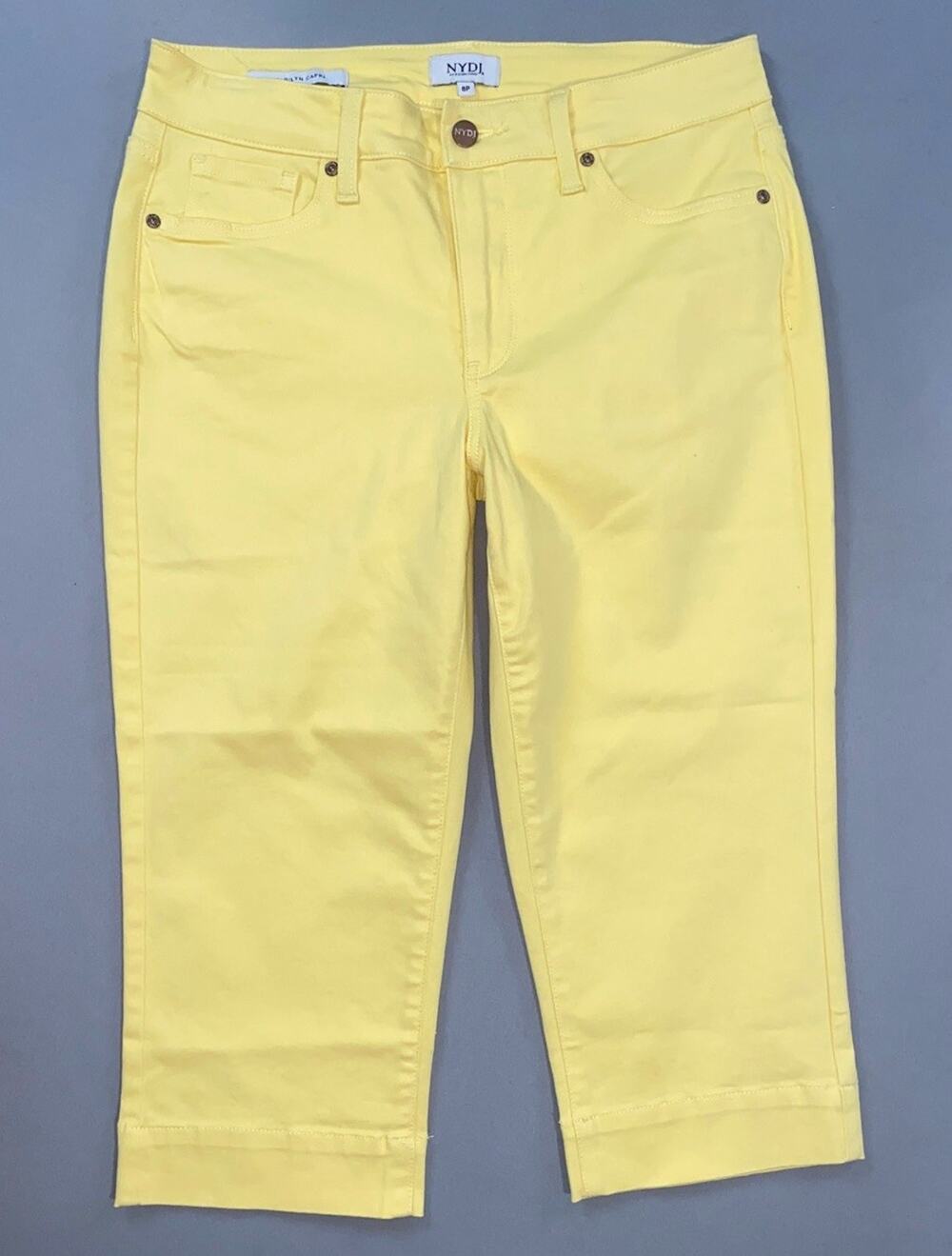 NYDJ Lift/Tuck Marilyn Capri Lightweight Stretch Canvas Jeans. Yellow, 8P. EUC!